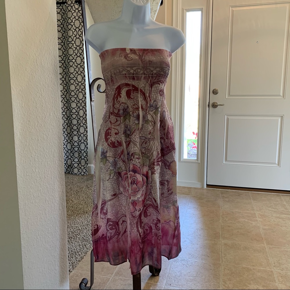 Pink Floral Strapless Sundress